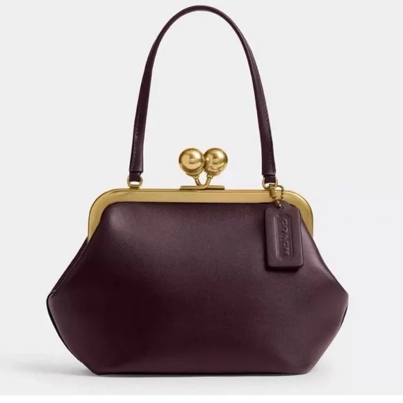 Coach Kisslock Frame Bag in Dark Purple and Brass - Picture 3 of 3